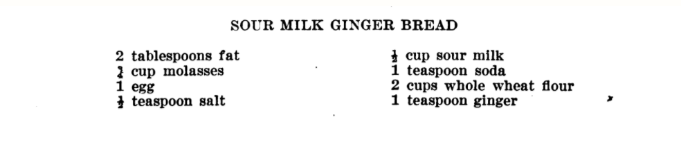Original recipe for sour milk ginger bread
